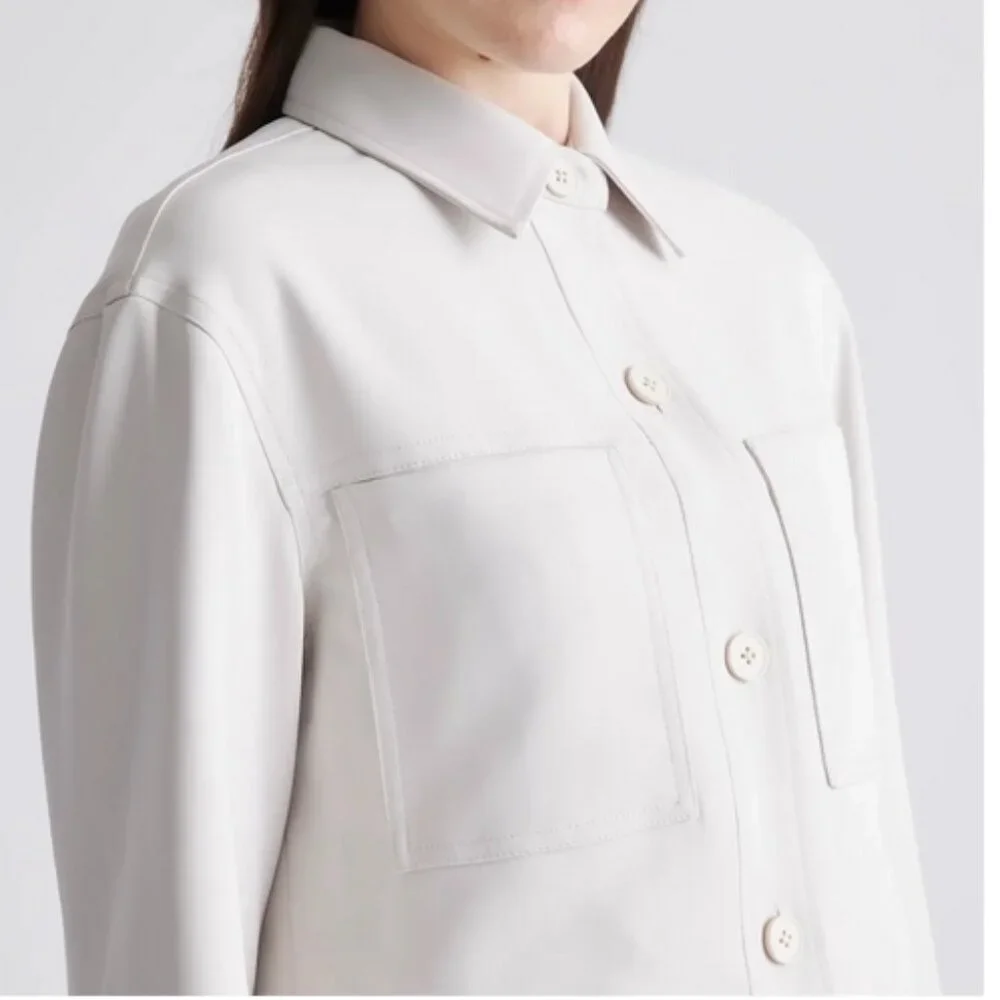 NWT Quince Stretch Crepe Cropped Jacket in Sand Sz XS - Picture 3 of 9